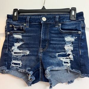American Eagle Blue Denim Ripped Jean Shorts